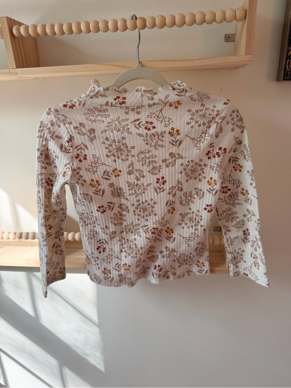 wonder nation Cream Top with Brown & Rust Floral Accents